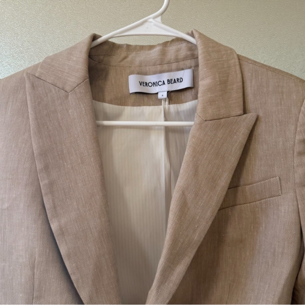 VERONICA BEARD Hosanna Linen Dickey Jacket in Khaki Melange Sz 2 - Picture 8 of 11